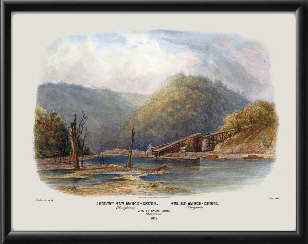 Mauch Chunk PA 1839 Vintage Map