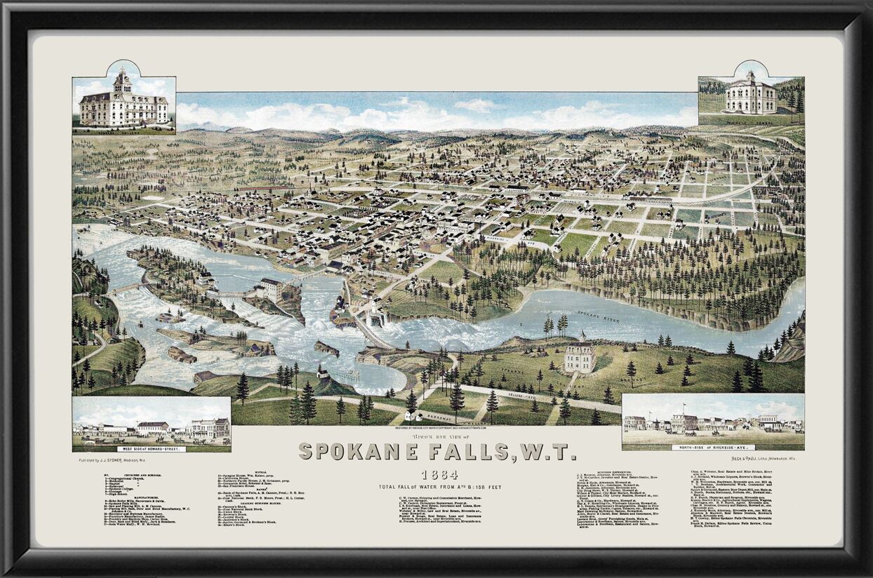 Spokane Falls WA 1884 (Color)