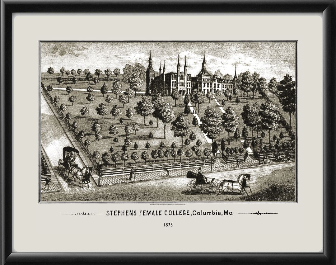 Stephens College Columbia MO 1875 TM Bird's Eye View Map