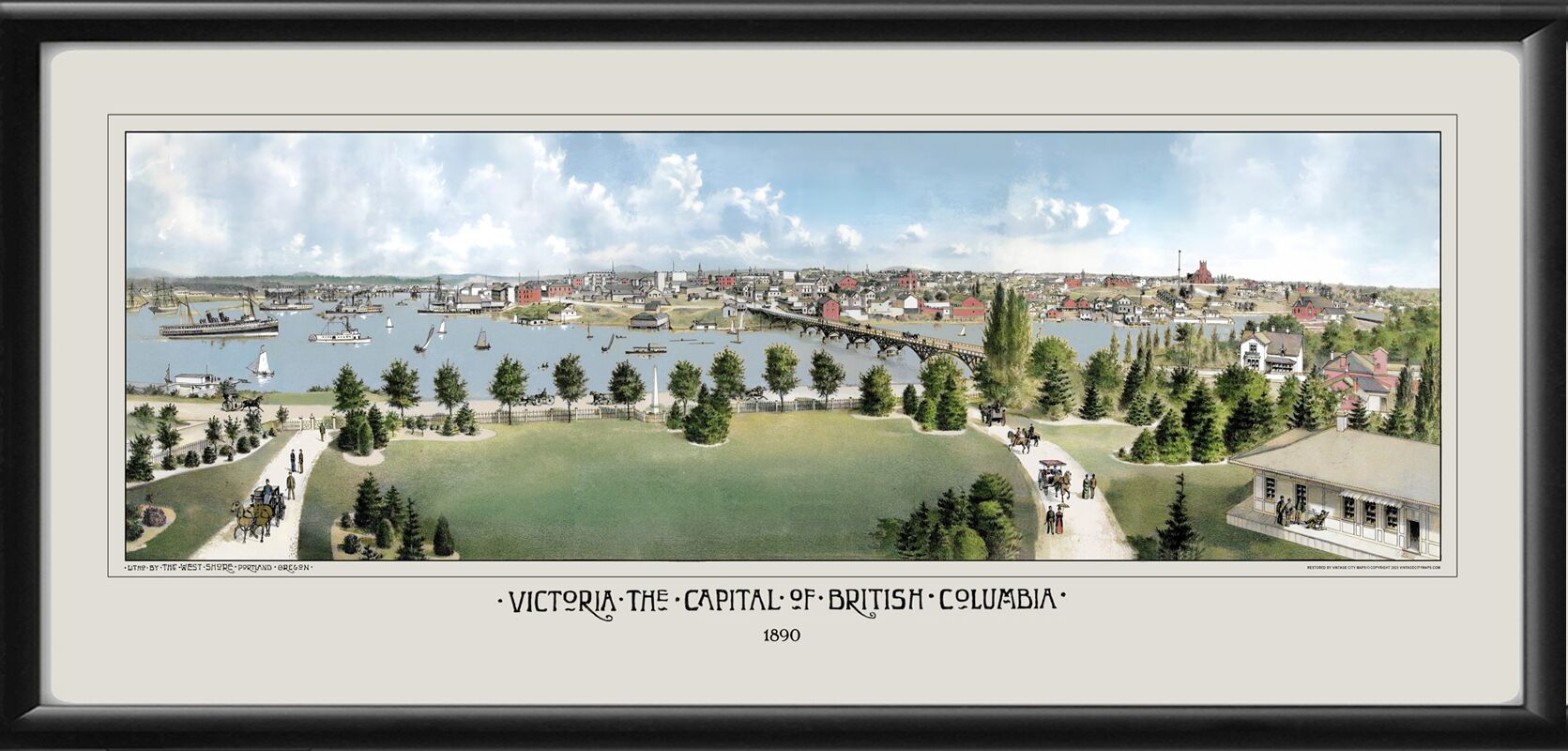 Victoria BC 1890 Bird's Eye View Map