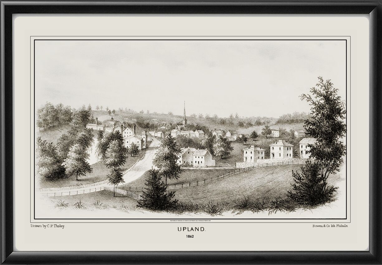 Upland PA 1862 C.P. Tholey TM Birds Eye View Map
