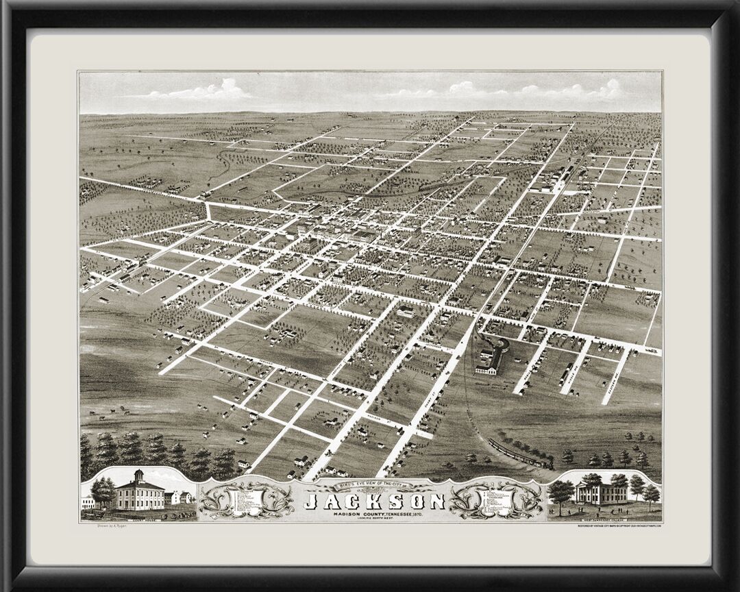 JacksonTN 1870 Albert Ruger TM Birds Eye View Map