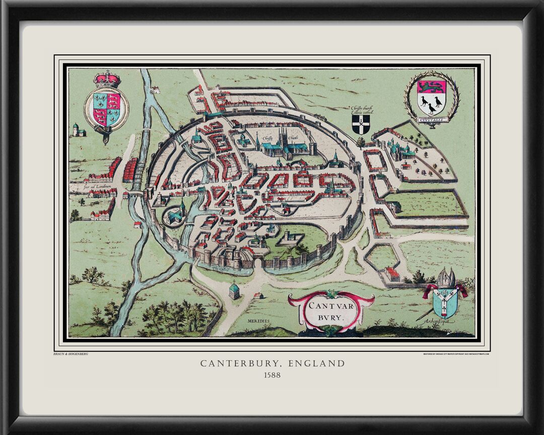 Canterbury England 1588 Braun and Hogenberg TM