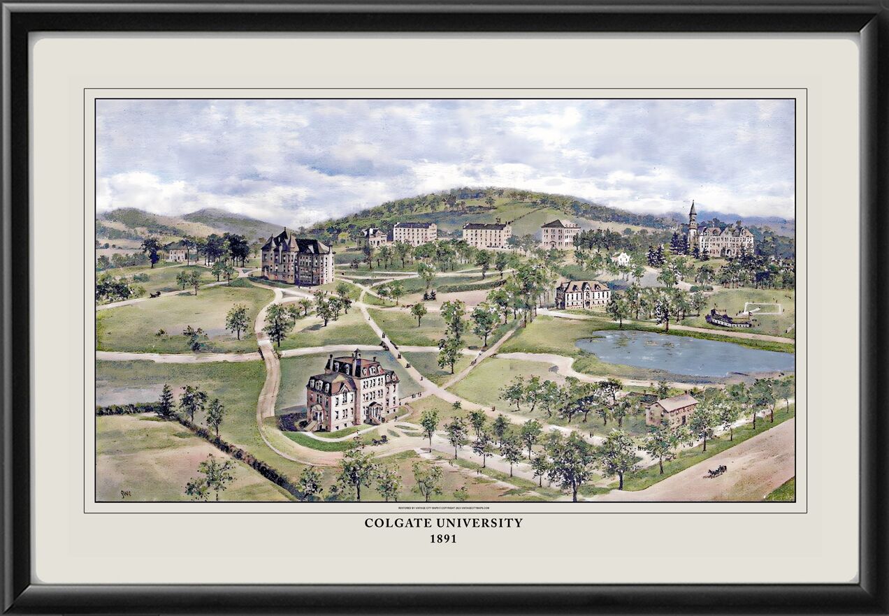 Colgate University - Hamilton NY 1891 (Color) Birds Eye View Map