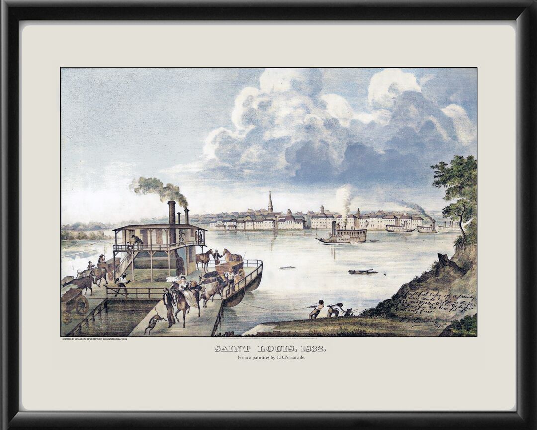 St. Louis MO 1832 Color TM Birds Eye View Map
