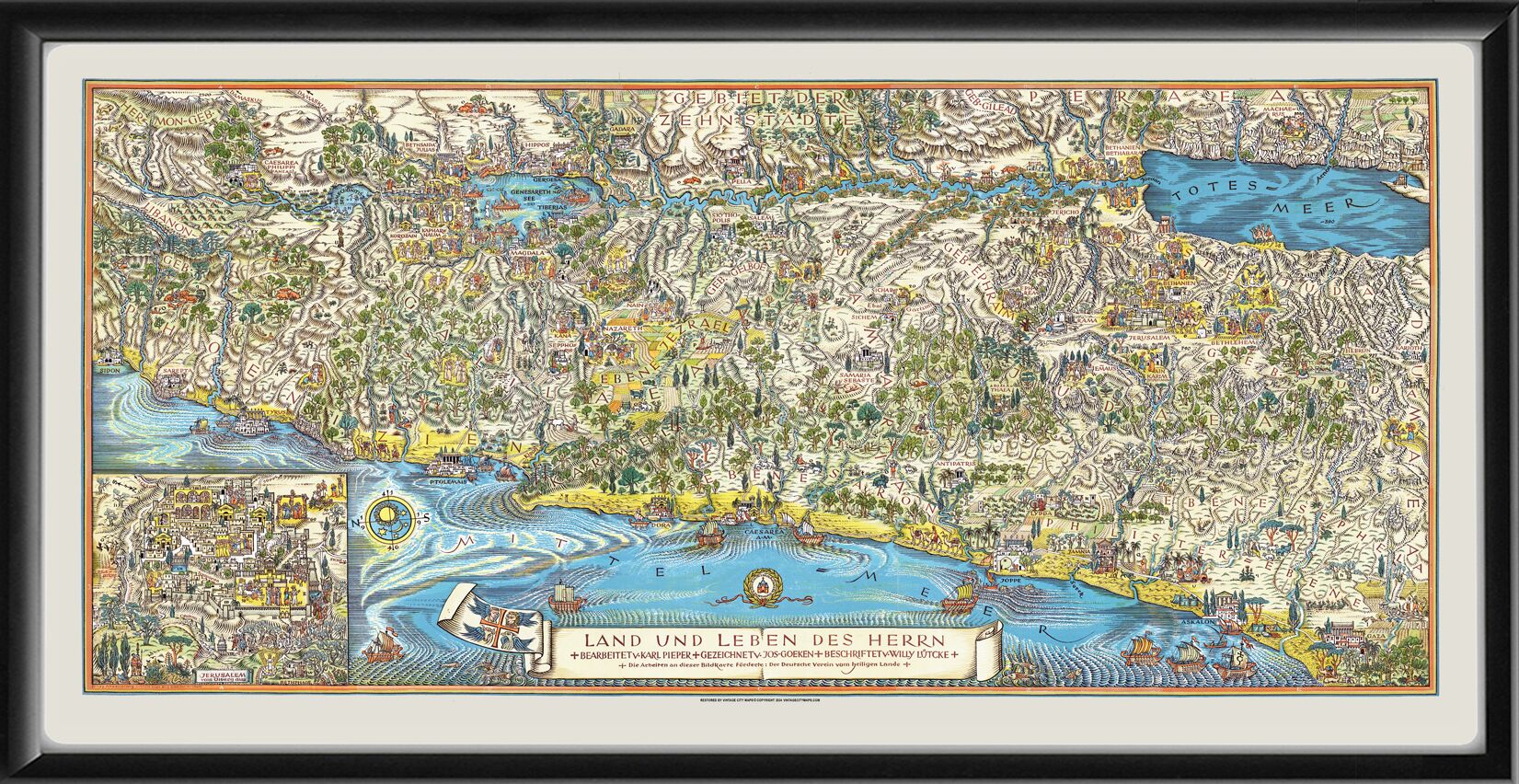 The Holy Land - Land und Leben Des Herrn Restored Map