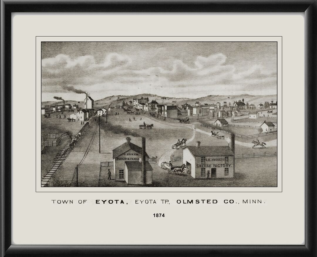 Eyota MN 1874 Birds Eye View Map