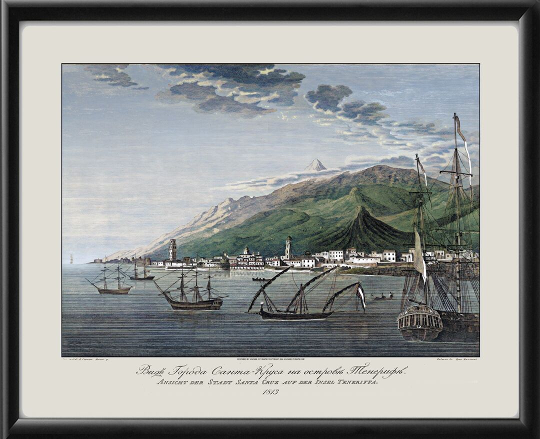 Santa Cruz on Tenerife Island, Canary Islands, 1813 (Color)
