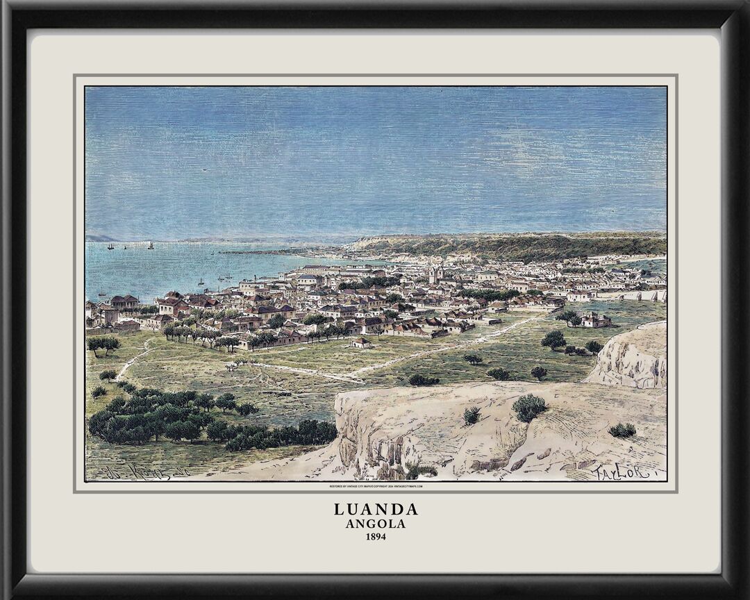 Luanda Angola 1894 Restored Map