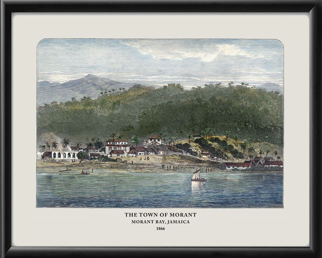 Morant Jamaica 1866 Restored Birds Eye View Map