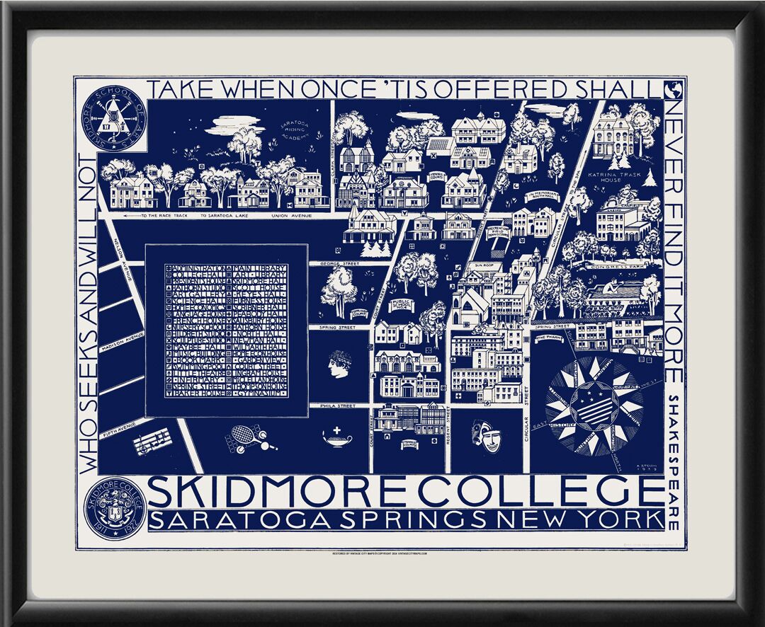Skidmore College, Saratoga Springs NY 1939 Map