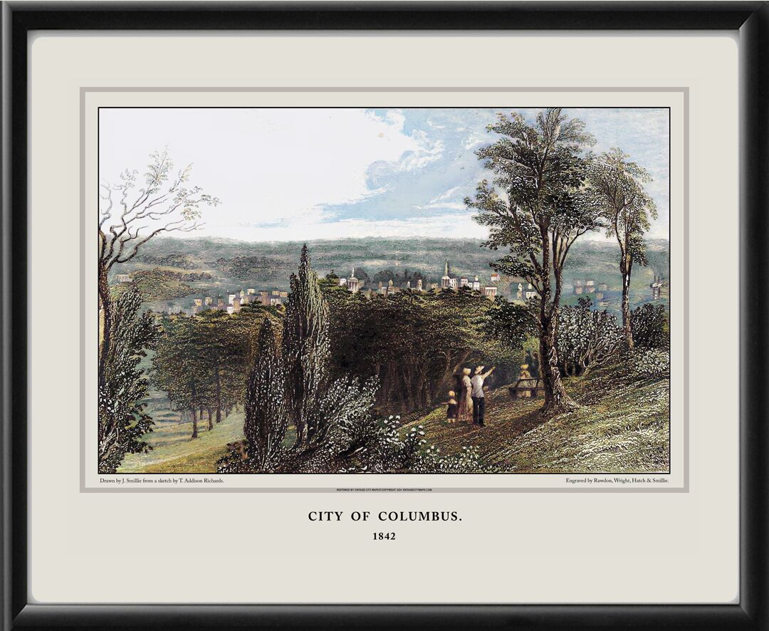 Columbus GA 1842 Birds Eye View Map