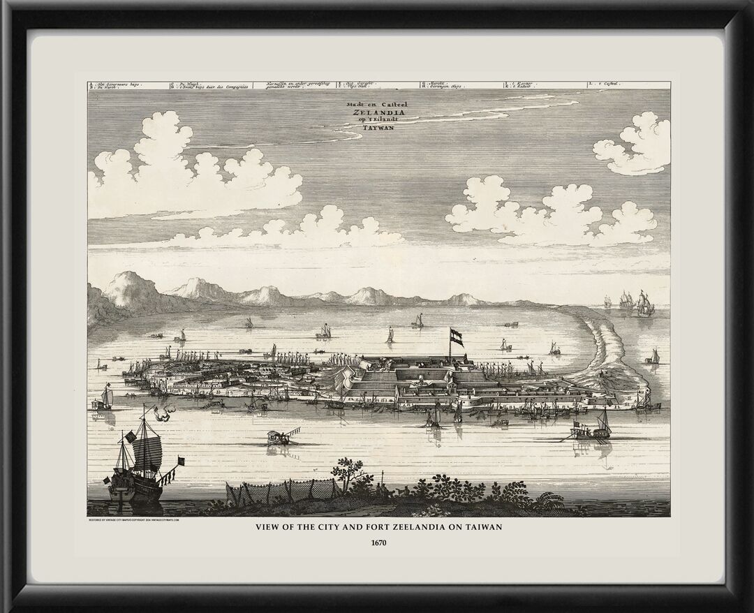 City and Fort Zeelandia on Taiwan 1670 Jacob van Meurs, engraver
