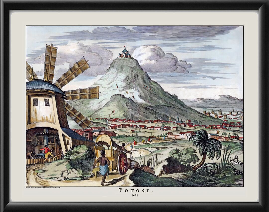 City of Potosi Bolivia 1671. Arnoldus Montanus