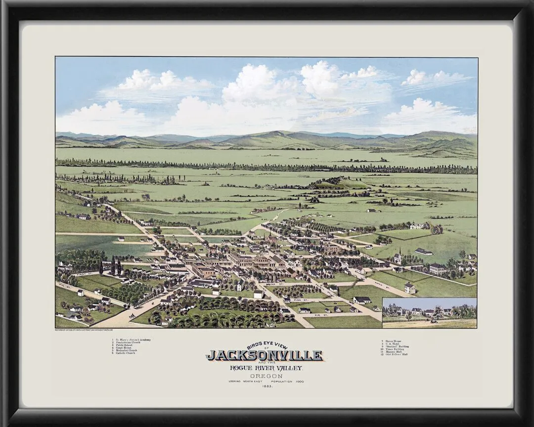 Jacksonville OR 1883 Restored Map