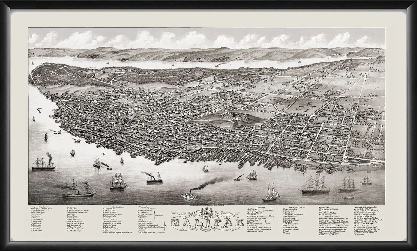 Halifax NS 1879 Ruger TM Bird's Eye View Map