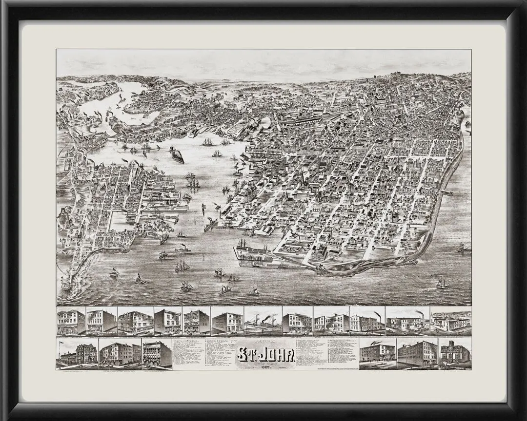 Saint John NB 1882 OH Bailey TM Bird's Eye View Map