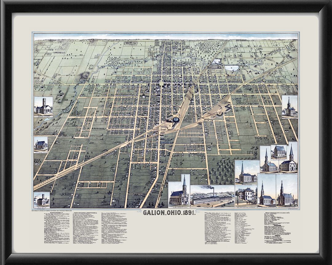 Galion OH 1891 Smith & Buckingham TM Bird's Eye View Map