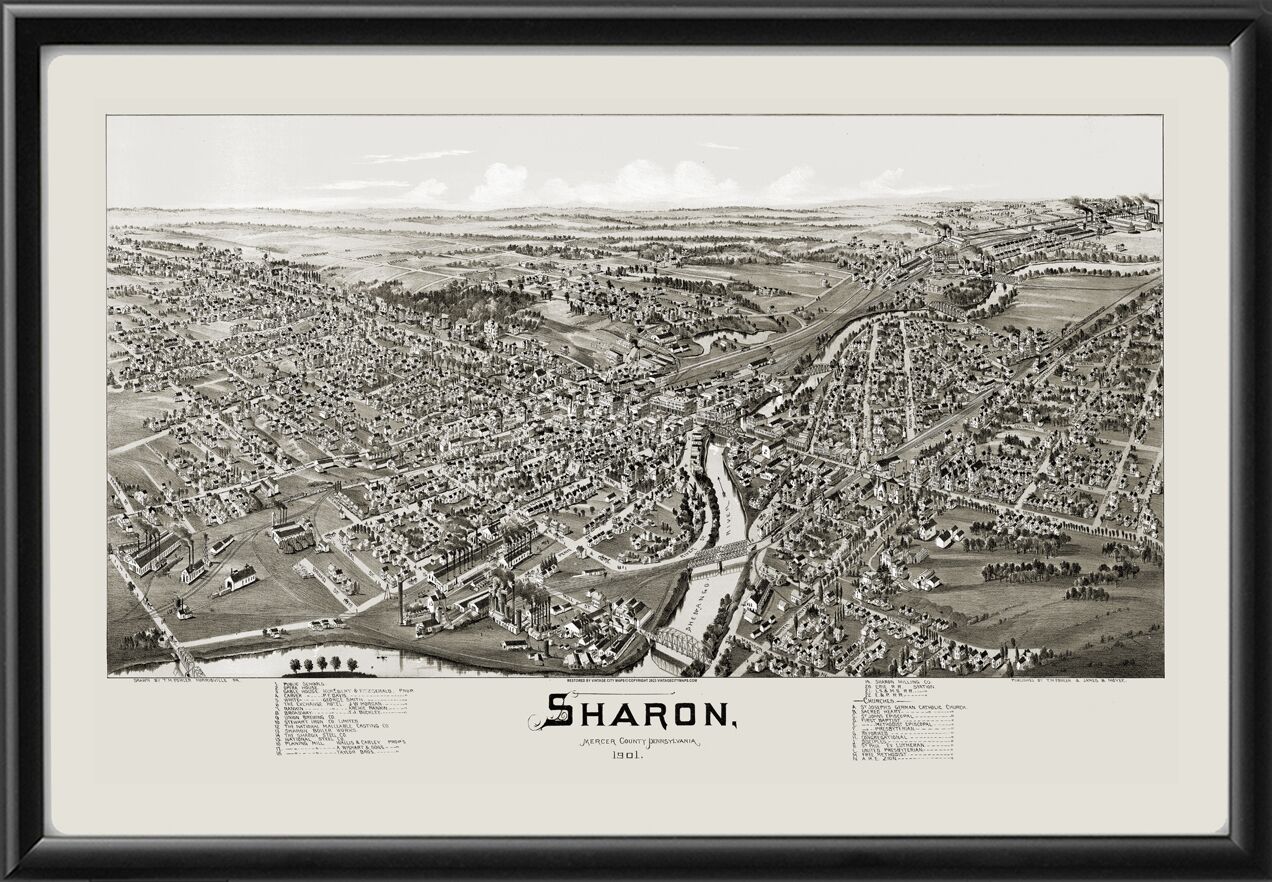 Sharon PA 1901TMFowler & Moyer TM Birds Eye View Map