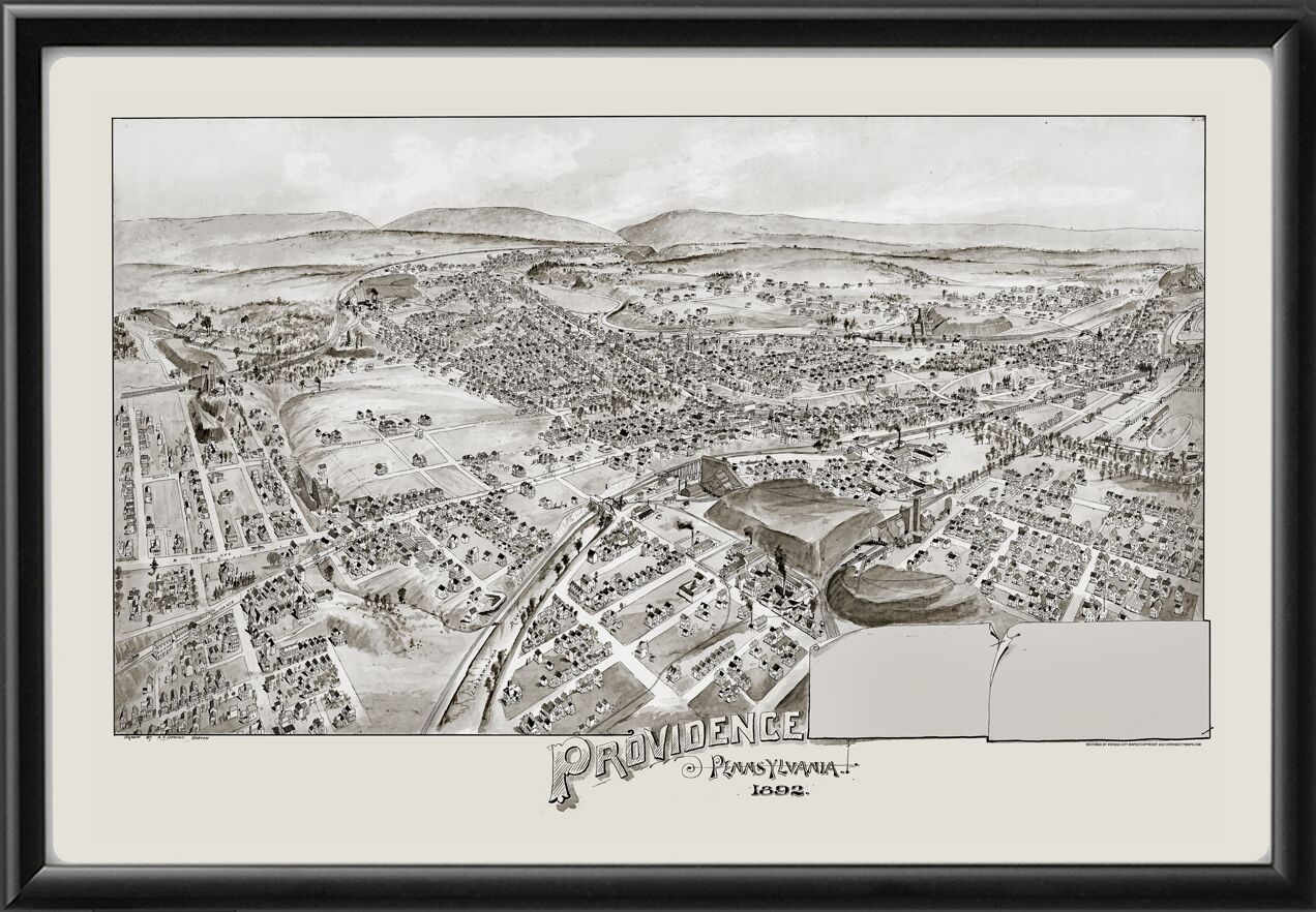 Providence PA 1892 Albert E Downs TM Birds Eye View Map