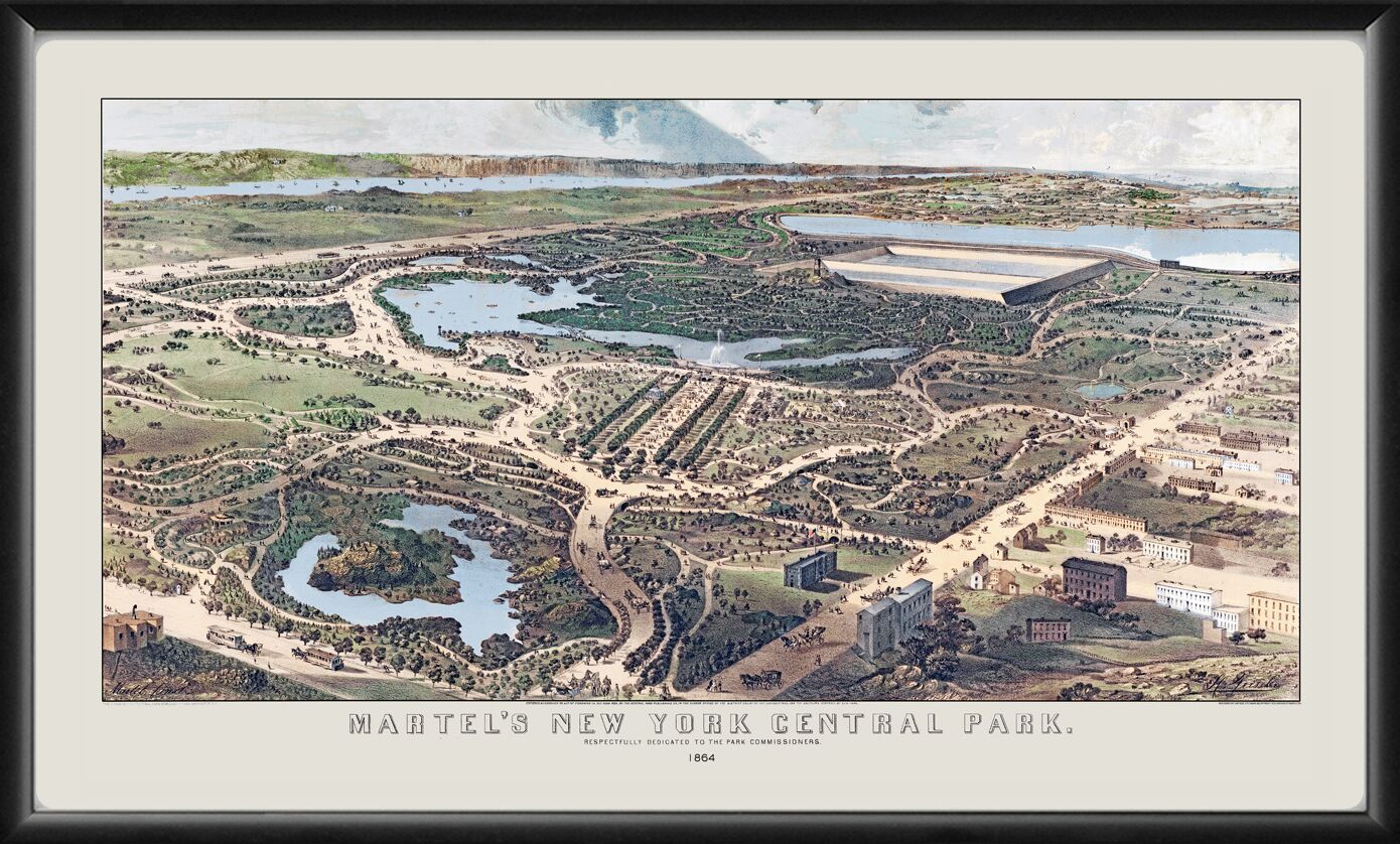 New York City NY 1864 - Central Park 1864 Pierre Martel TM Bird's Eye View Map