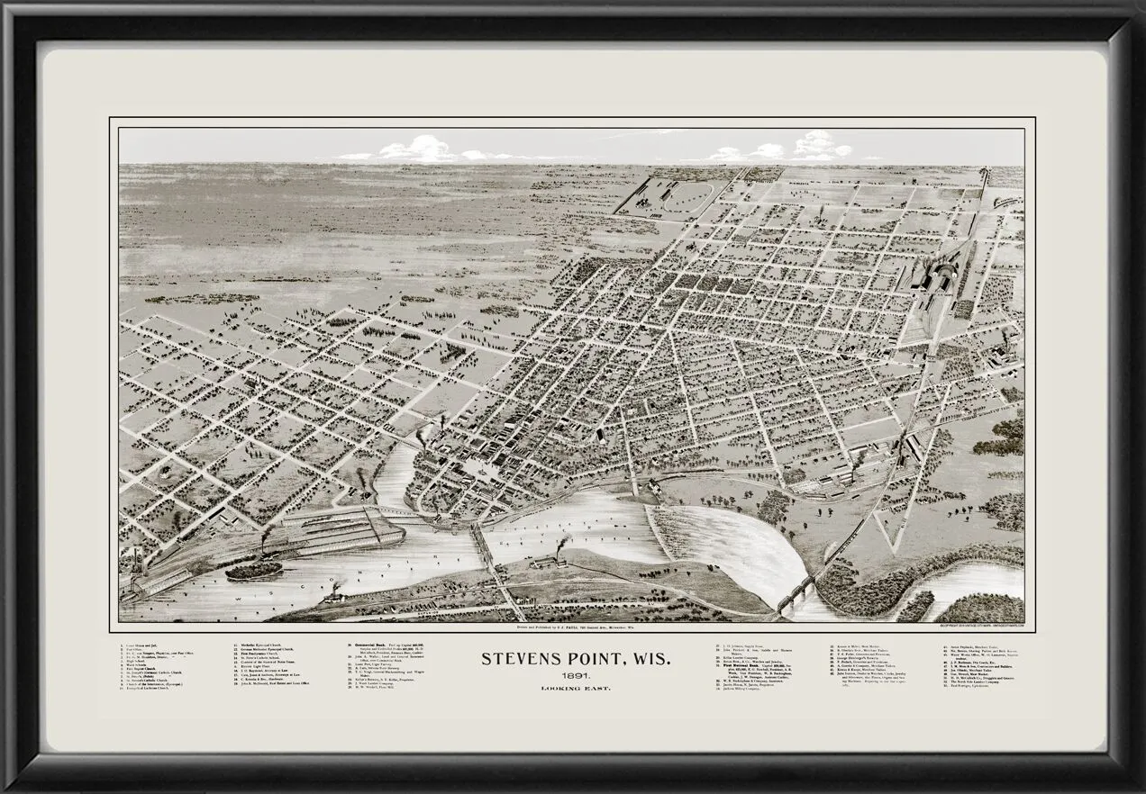 Stevens Point WI 1891 CJPauli TM Bird's Eye View Map