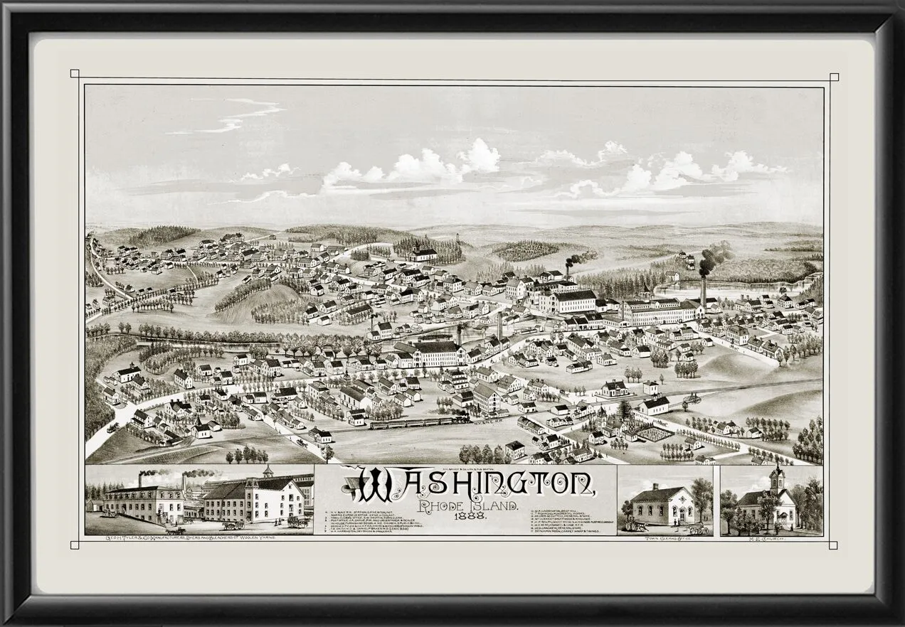 Washington RI 1888 OHBailey TM Birds Eye View Map