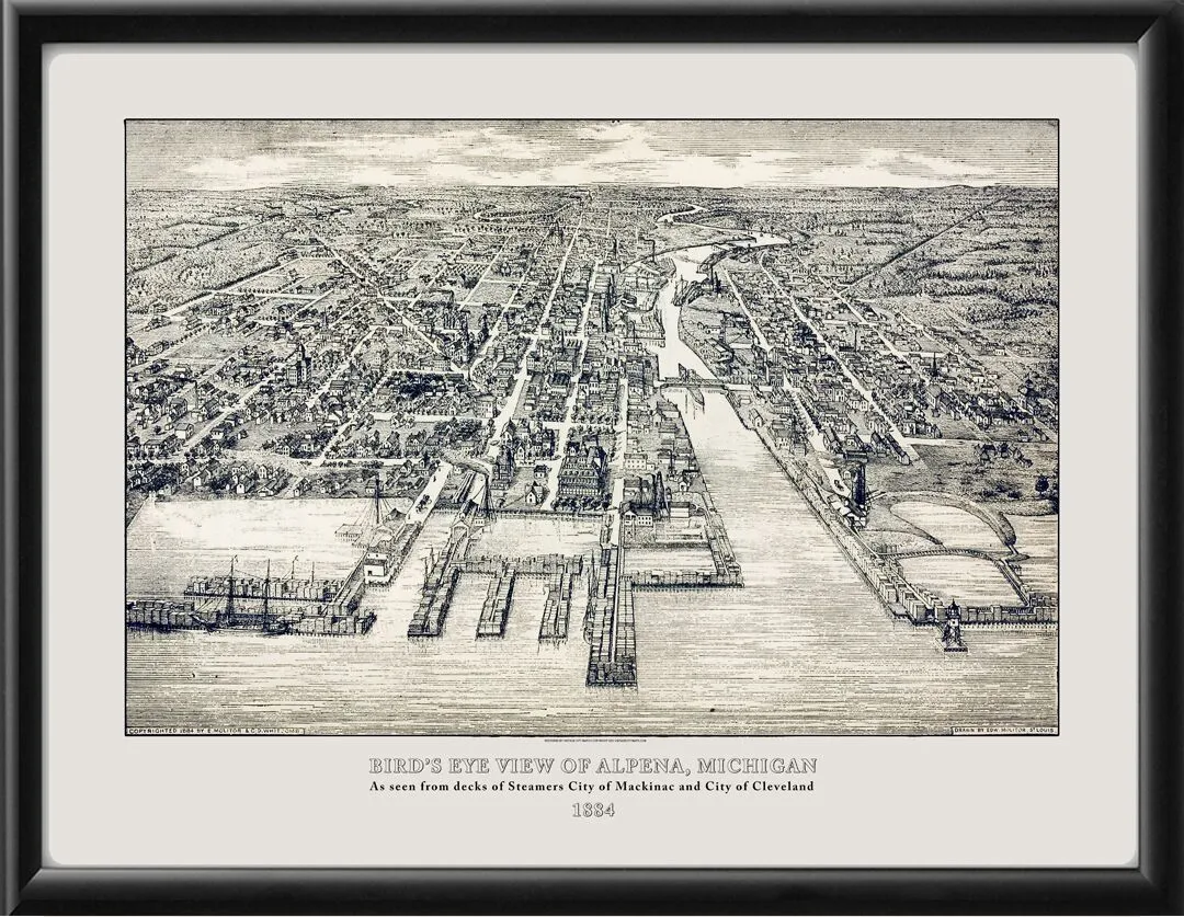 MI Alpena MI 1884 - Vintage City Maps, Restored City Maps