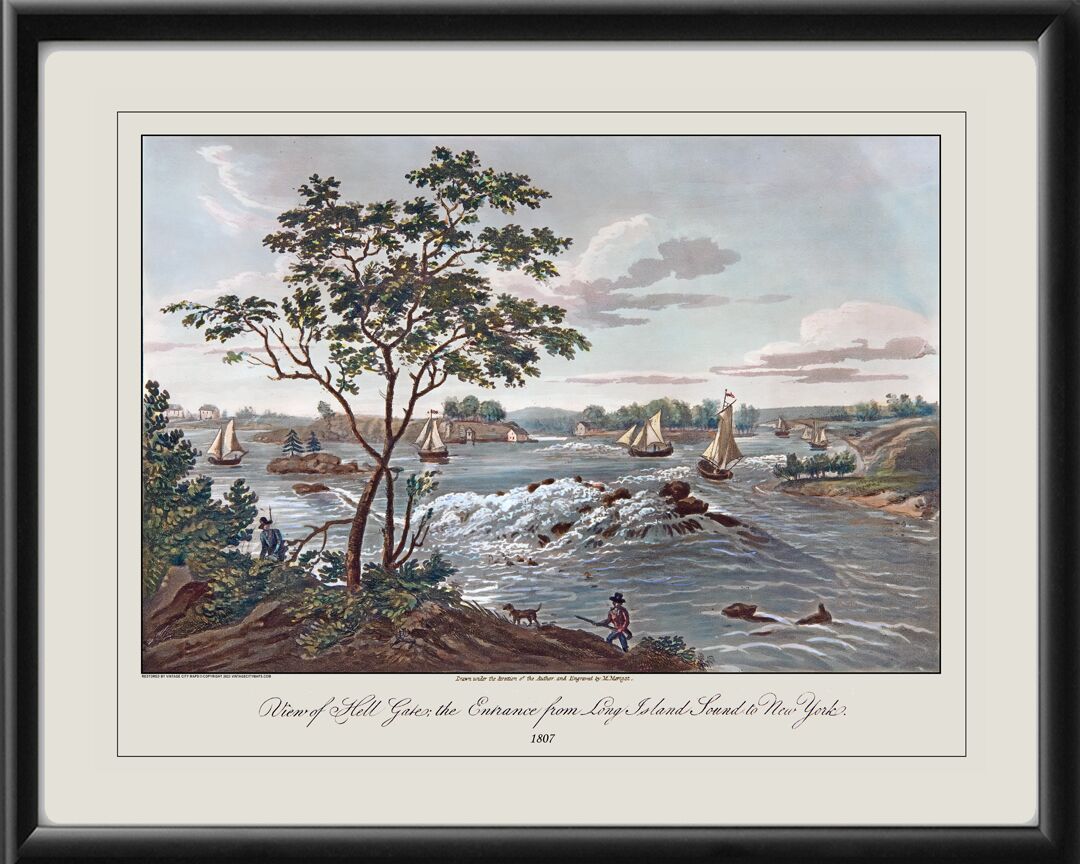 New York City NY View of Hell Gate 1807 M. Marigot TM