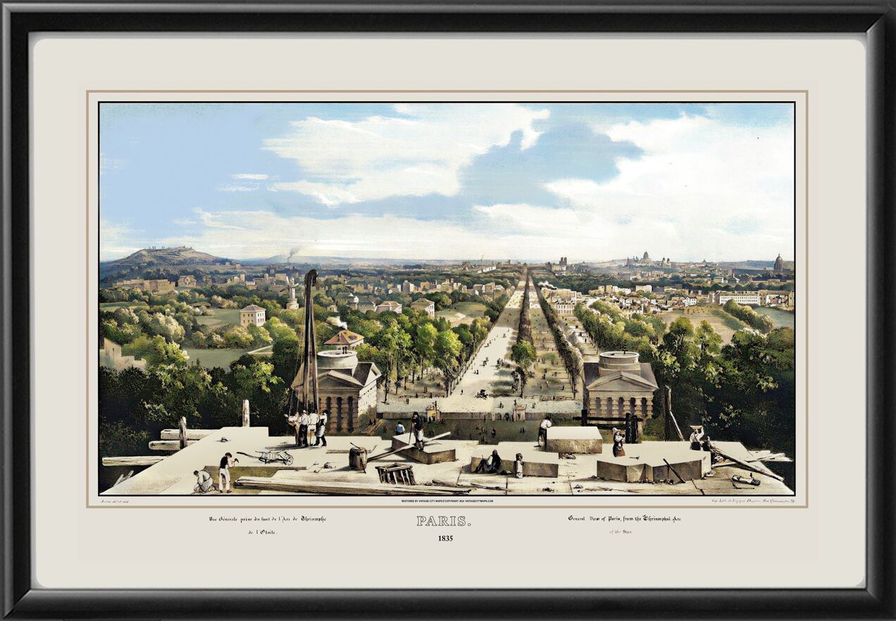 Paris France 1835 - Arc de Triomphe (Color)