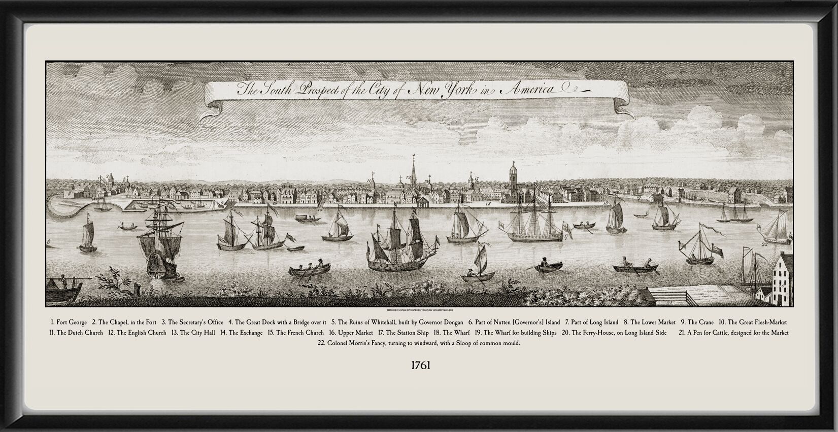The south prospect of the city of New York in America 1761