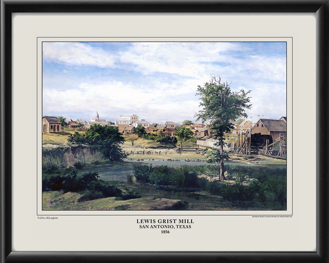 San Antonio TX 1856 Lewis Grist Mill Hermann LungkwitzTM