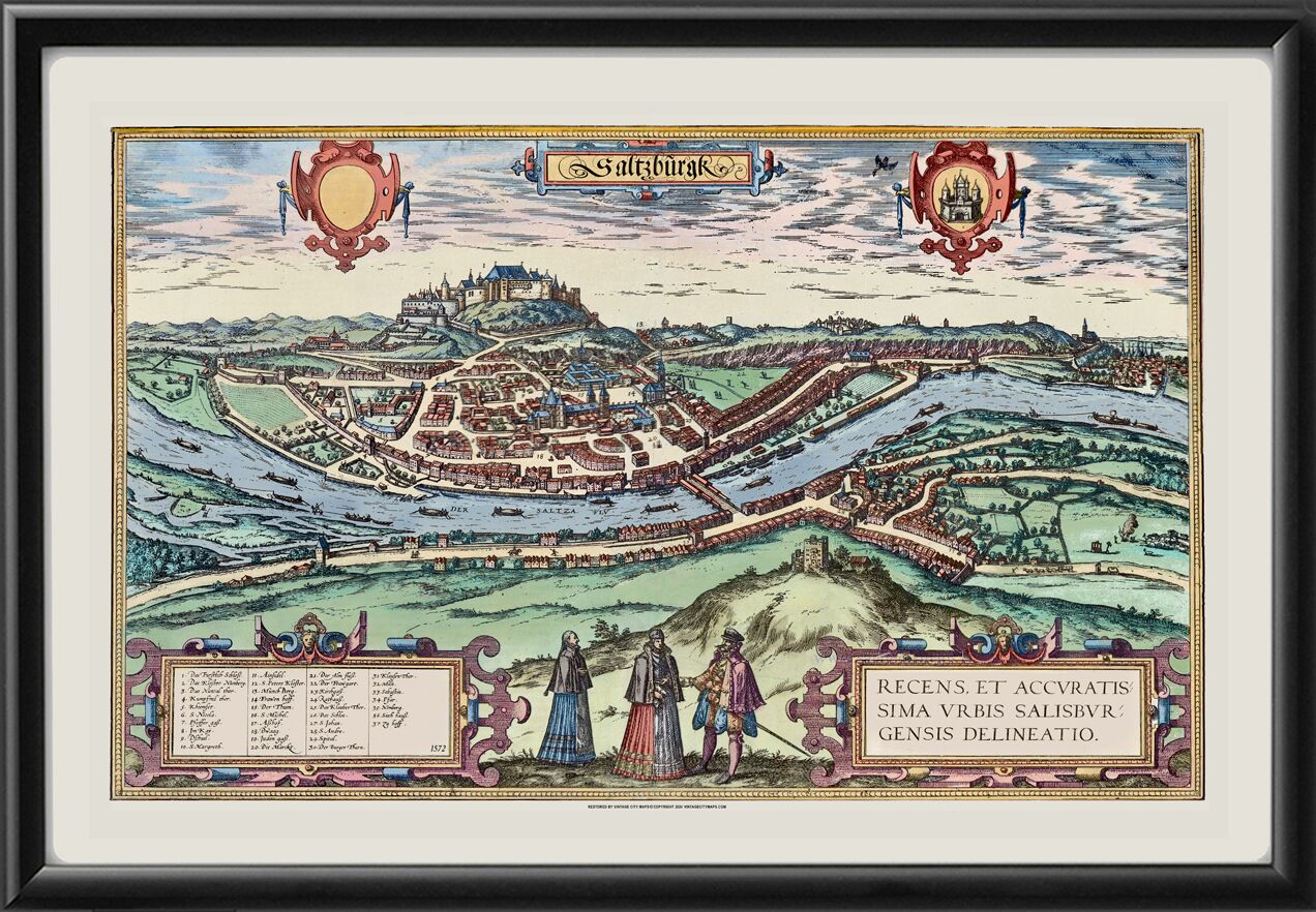 Salzburg Austria 1572 Restored Map