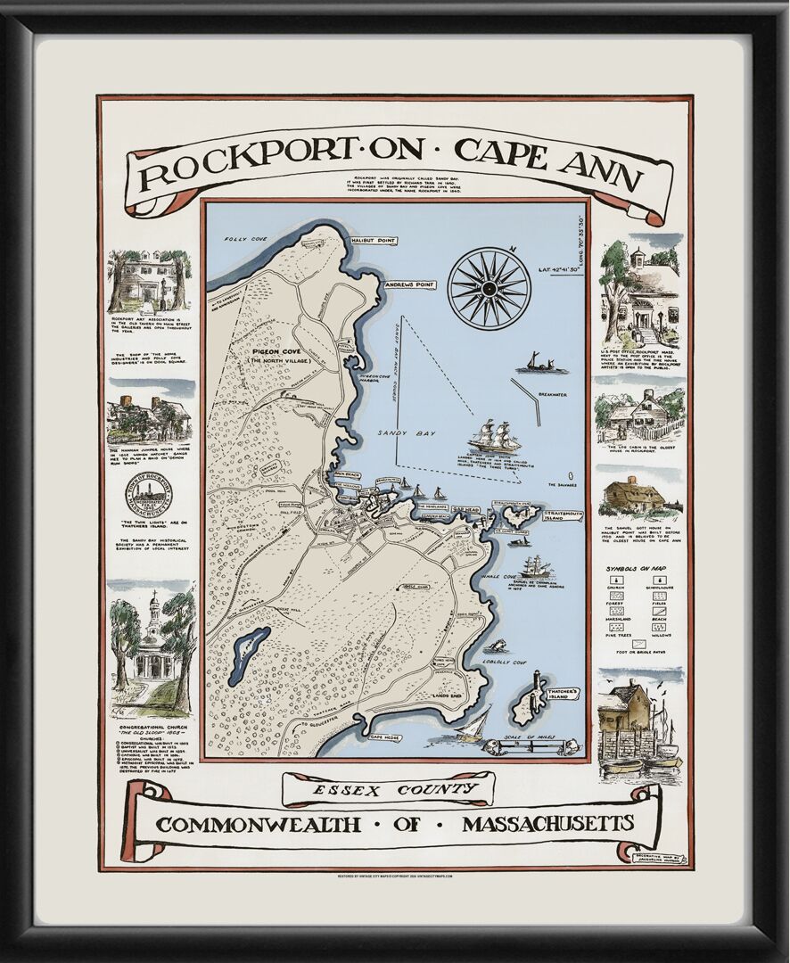 Rockport on Cape Ann 1940 Pictorial Map