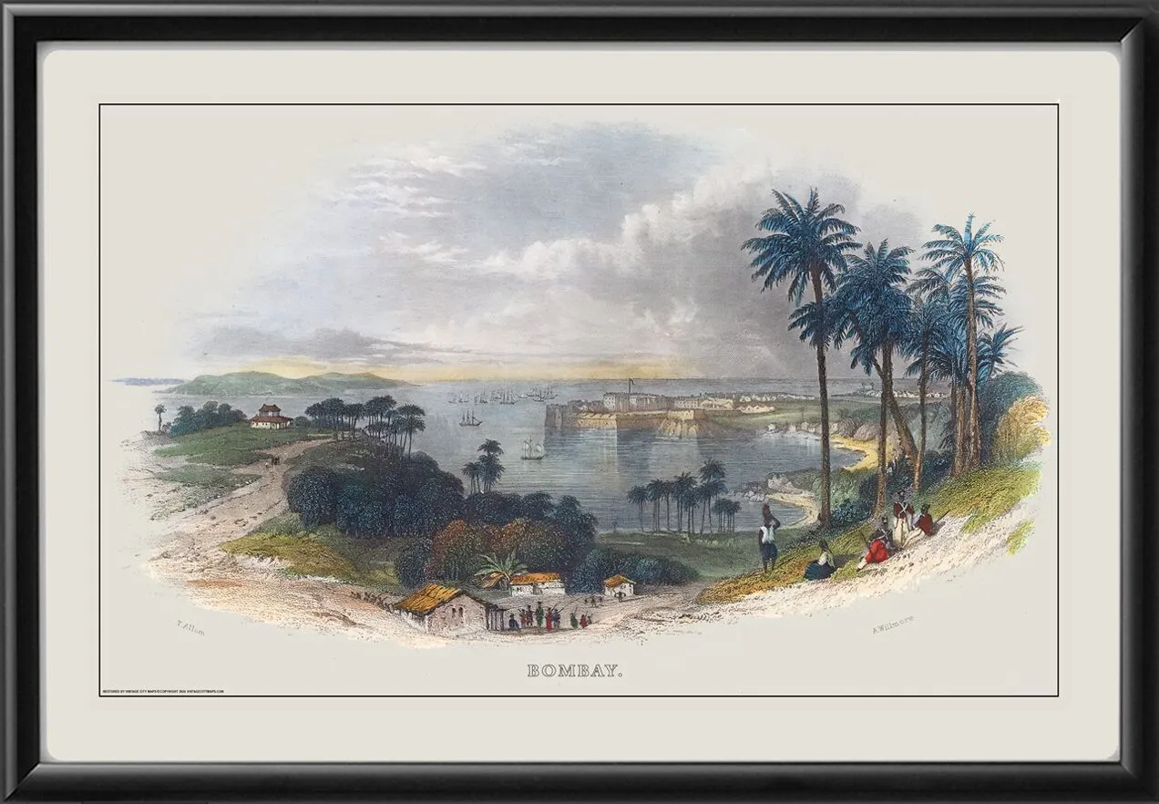 Bombay (Mumbai) Harbor India 1840