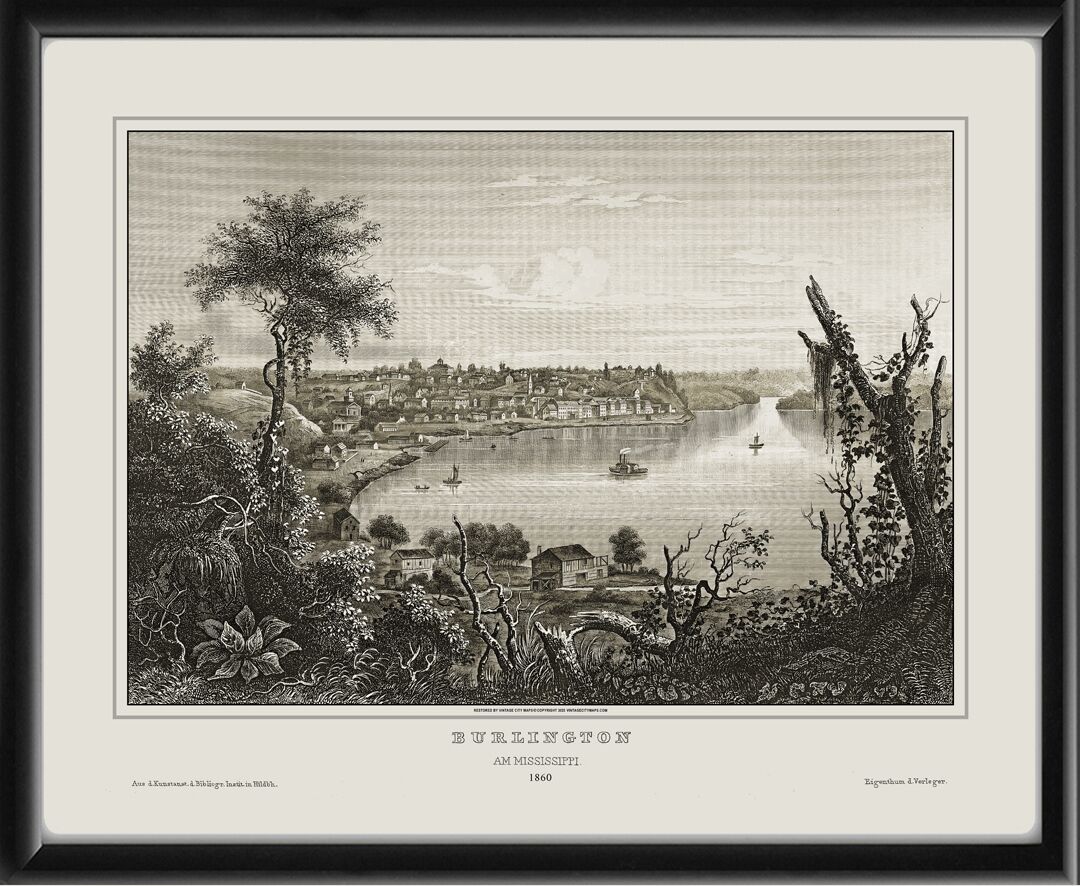 Burlington IA 1860 on the Mississippi by Eigenthum d. Verleger