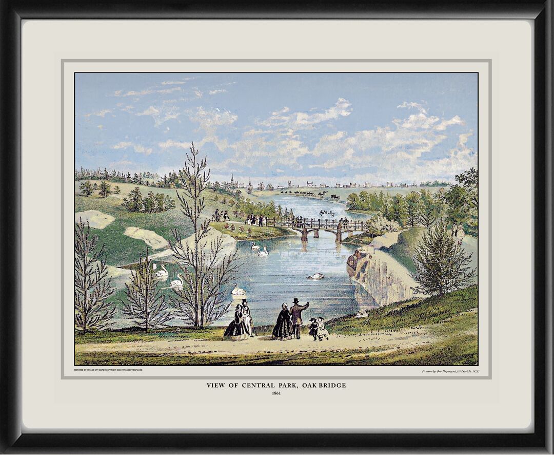 New York City NY 1861 - Central Park and Oak Bridge George Hayward