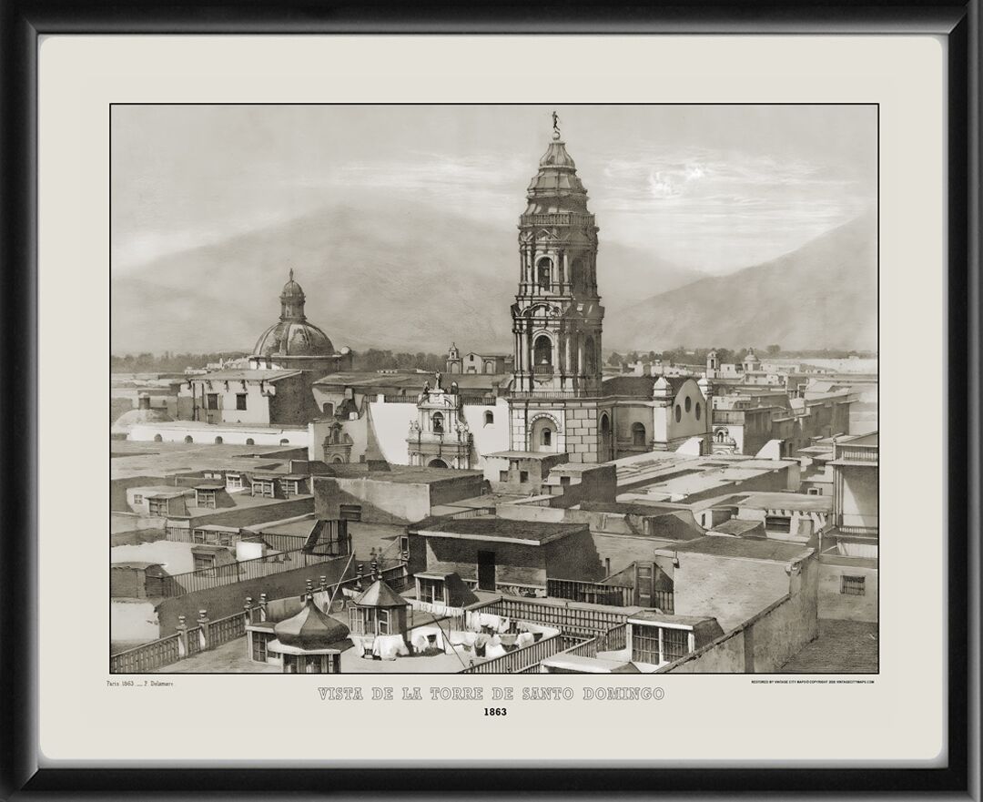 Lima Peru 1863 Vista de la Torre de Santo Domingo
