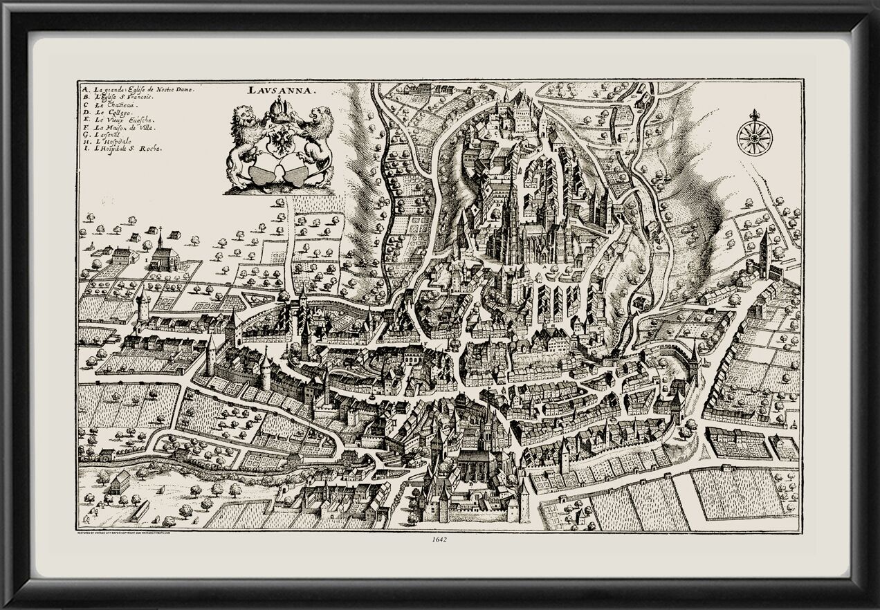 Lausanne Switzerland by Matthäus Merian 1642