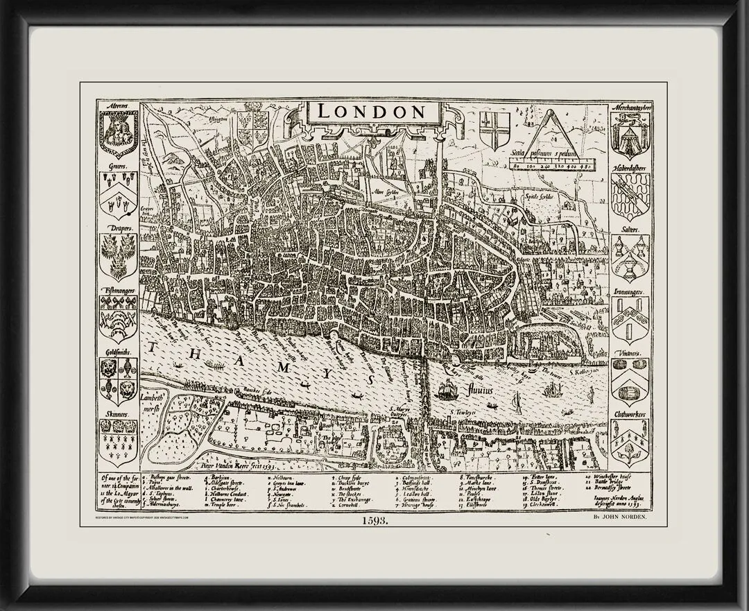 London England 1593 John Norden engraved by Pieter Van den Keere