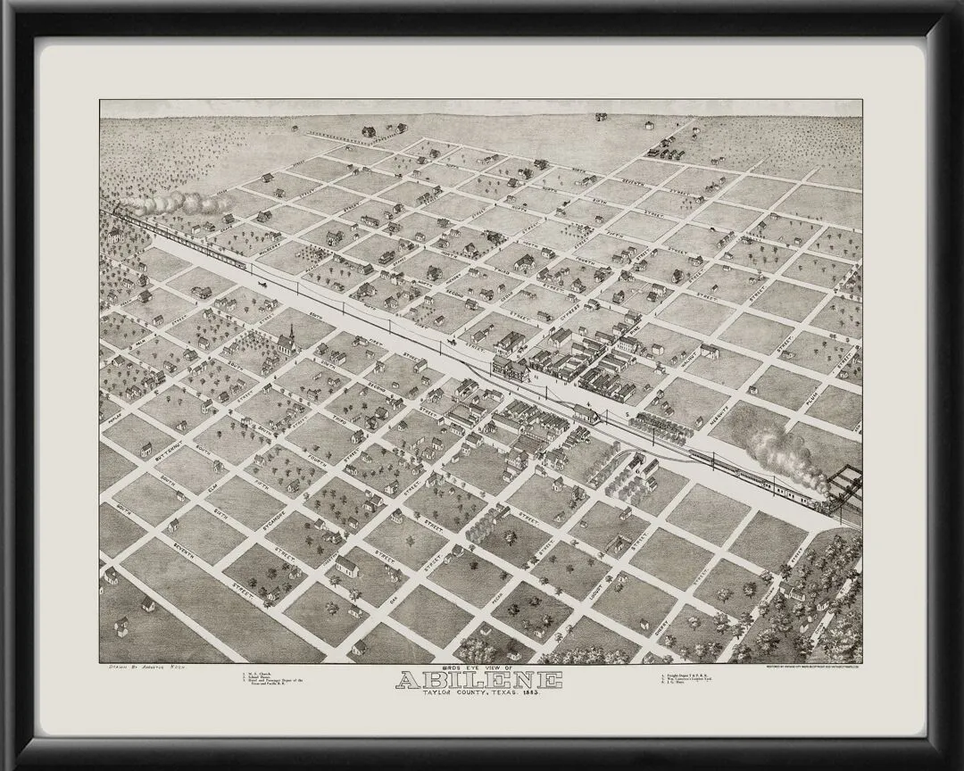 Abilene TX 1883 Koch TM Birds Eye View Map