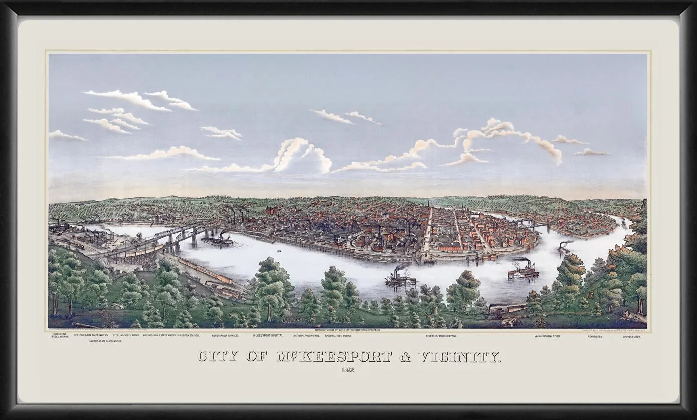 McKeesport PA 1893 H. Morgenroth TM Birds Eye View Map