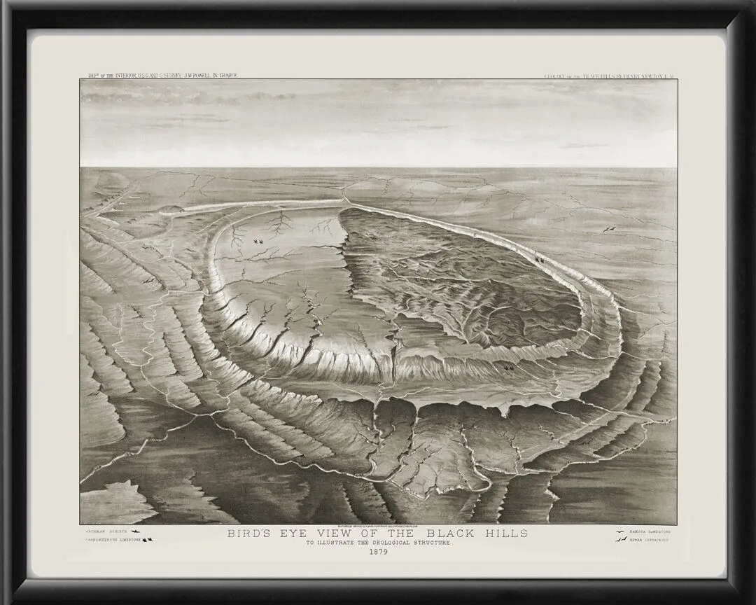 Black Hills SD 1879 Henry Newton Tm Birds Eye View Map