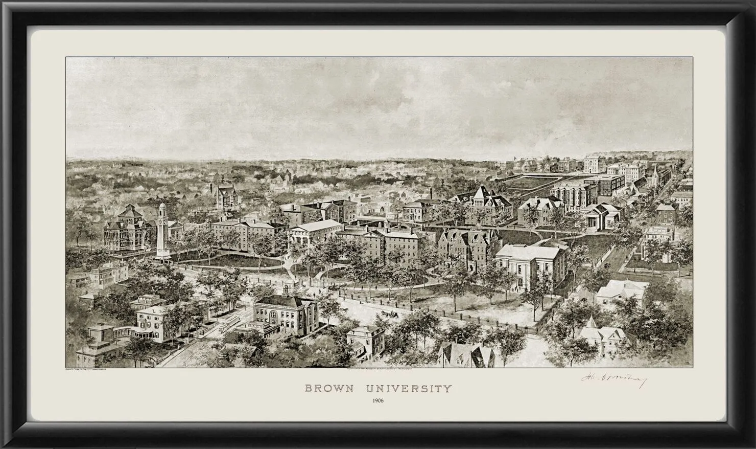 Brown Univ Providence RI 1906 Black & White Map