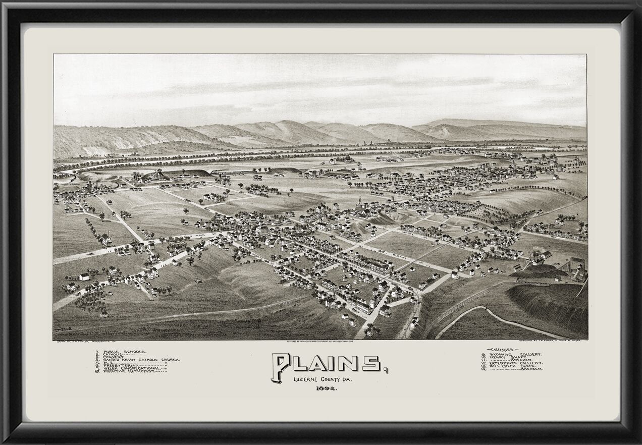 Plains PA 1892 TMFowler TM Birds Eye View Map