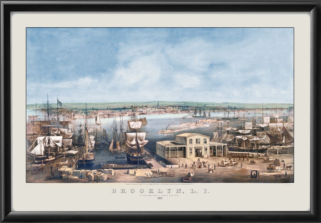 Brooklyn NY 1853 as seen from Trinity Church J.W Hill TM
