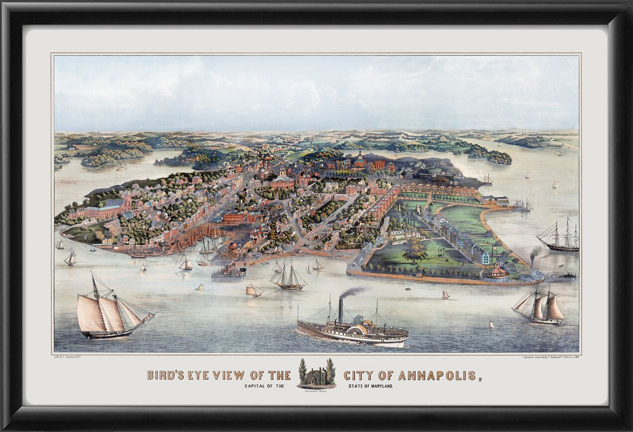 Annapolis MD c1865 E SachseTM Birdseye View Map