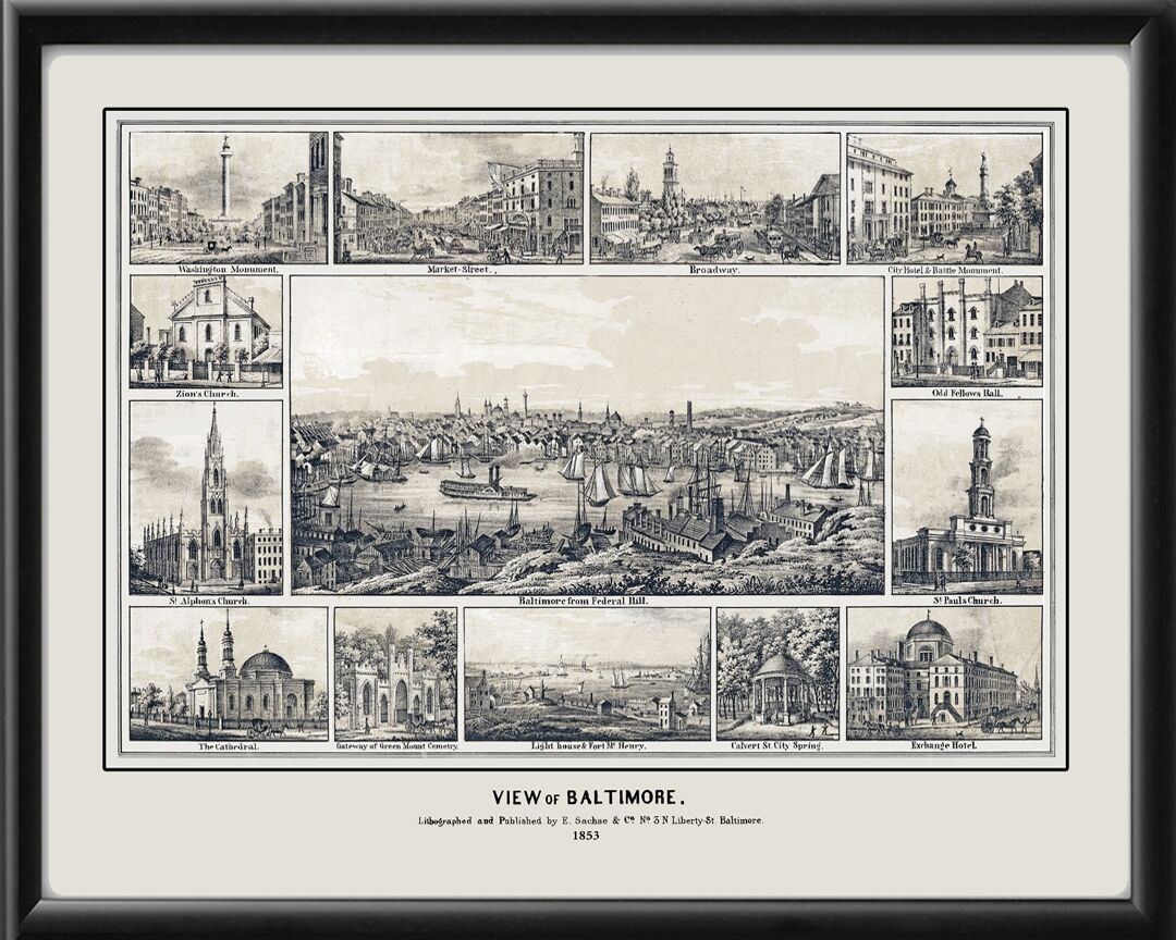 Baltimore MD 1853 Edward Sachse TM+