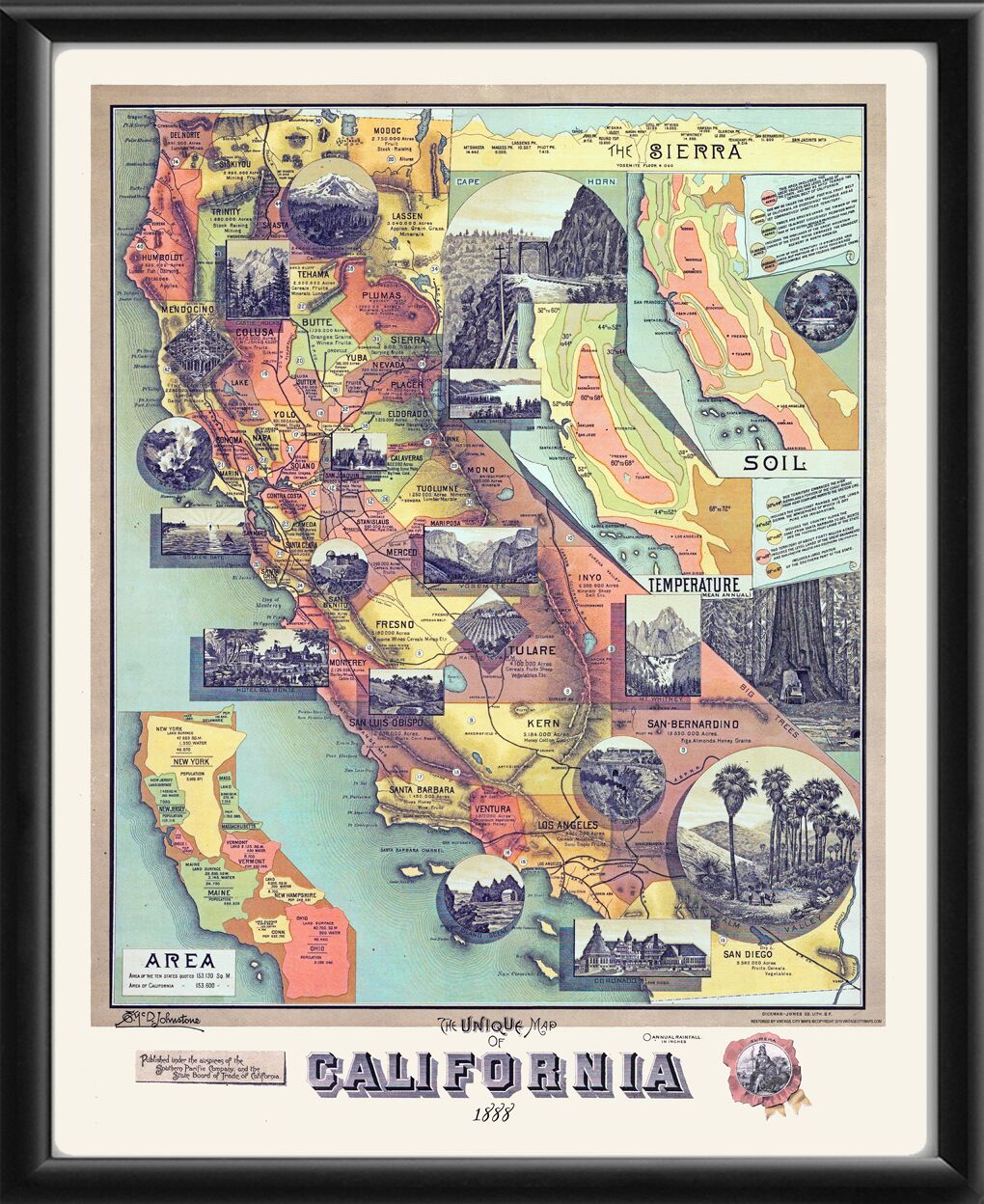 California - Unique Map 1888