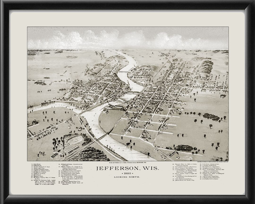 Jefferson WI 1893 C. J. Pauli TM Map